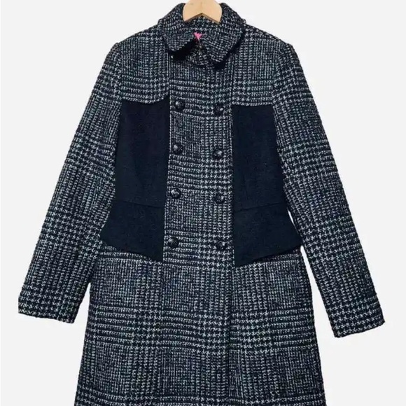 Betsey Johnson Houndstooth Double Breasted Wool Blend Coat - Picture 1 of 11